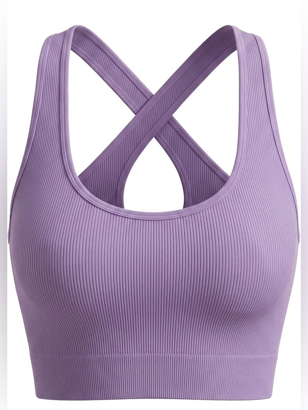 Women Ribbed Cross Back Sports Vest Stretch Gym Yoga Workout Crop Top..NWOT